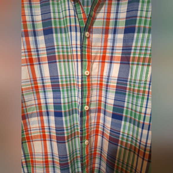 Bruun & Stengade size 44 men's easy care cotton colorful plaid shortsleeve shirt - Picture 3 of 6